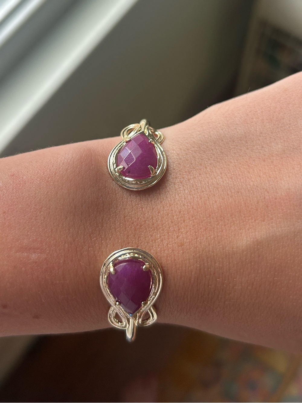 Kendra Scott Gold-Frame Pink Teardrop Gemstone Cuff Bracelet - Women Jewelry